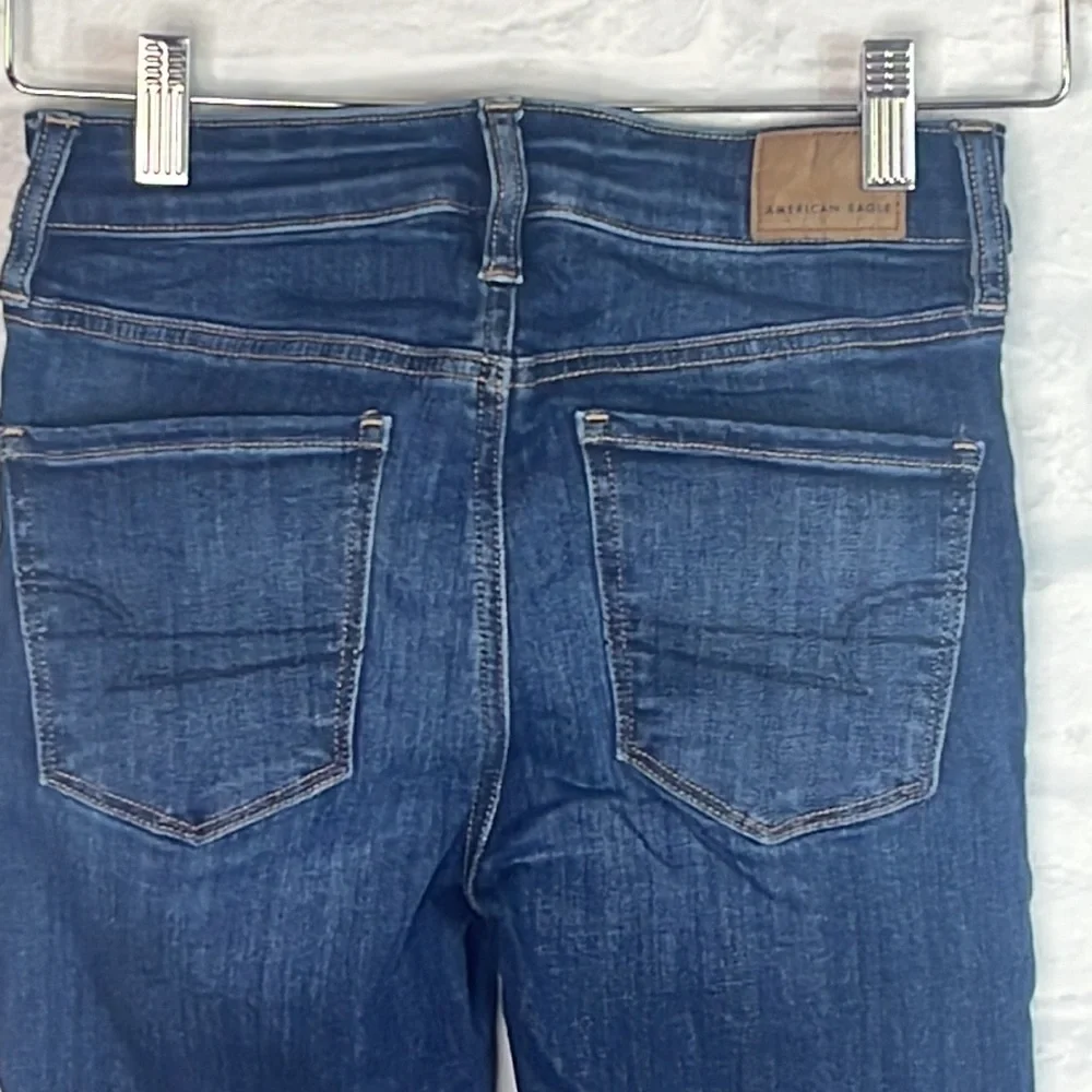 American Eagle High Rise Denim Jegging Next Level Stretch 0 Short Dark Skinny